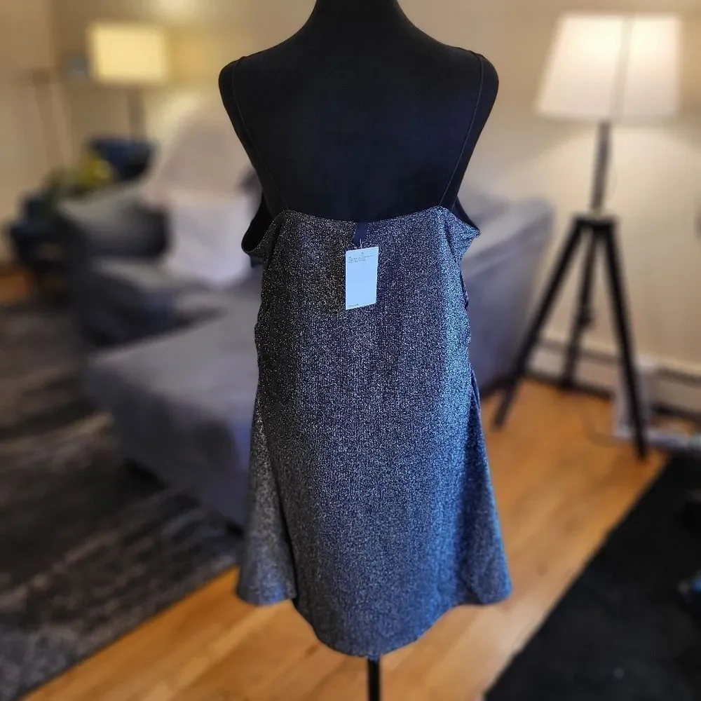 H&M Sparkling Silvery Black Mini Dress Size XL - Picture 6 of 13